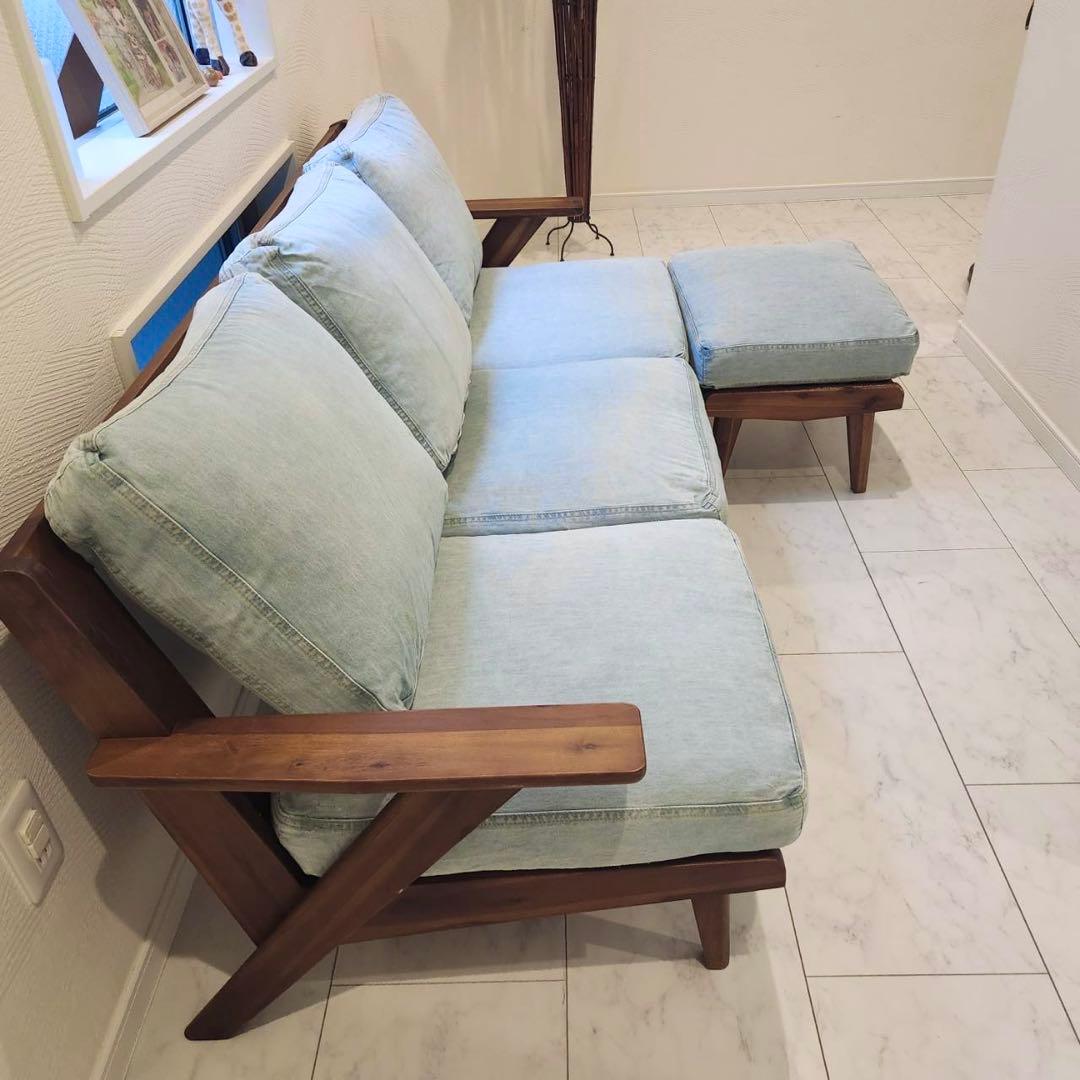 unico ウニコ SWELLA スウェラ デニム地 ベンチソファ　オットマン