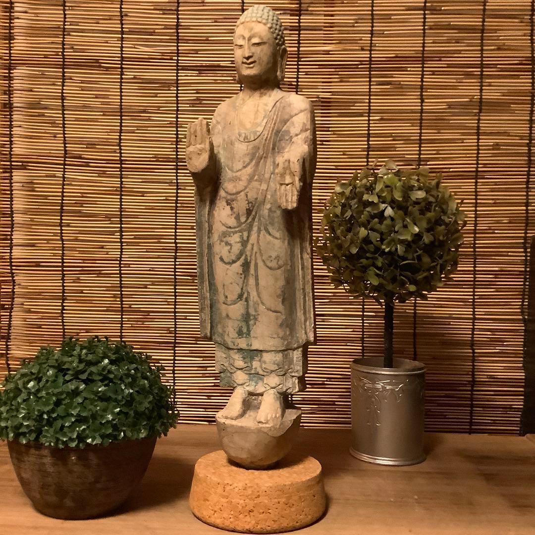 マツ様keep北魏「石仏阿弥陀如来」南北朝時代・北斎・北魏様式・大乗