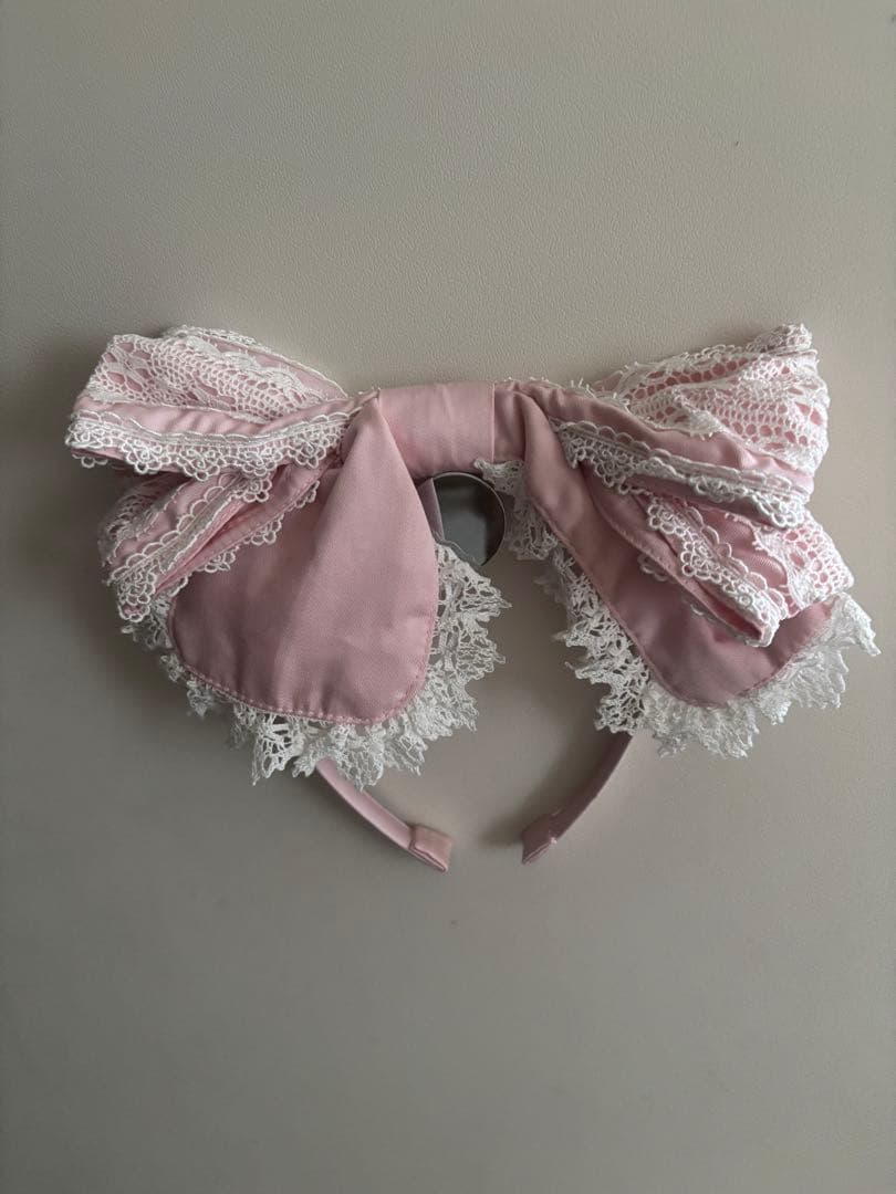 BABY レースリボンカチューシャ　ピンク