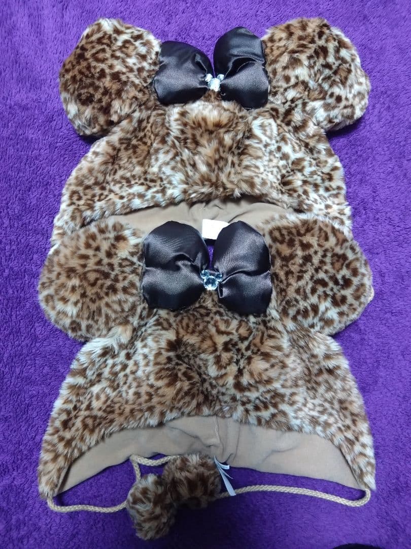 ミニー　ヒョウ柄　ブラウン　ファンキャップ　セット