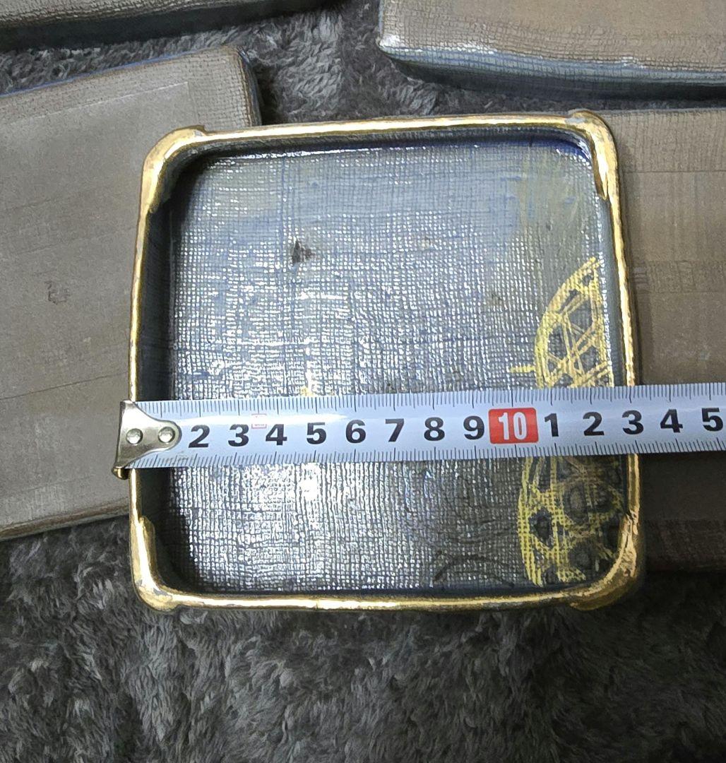 赤雲陶印入り赤雲窯　 青い陶器の皿 5枚セット