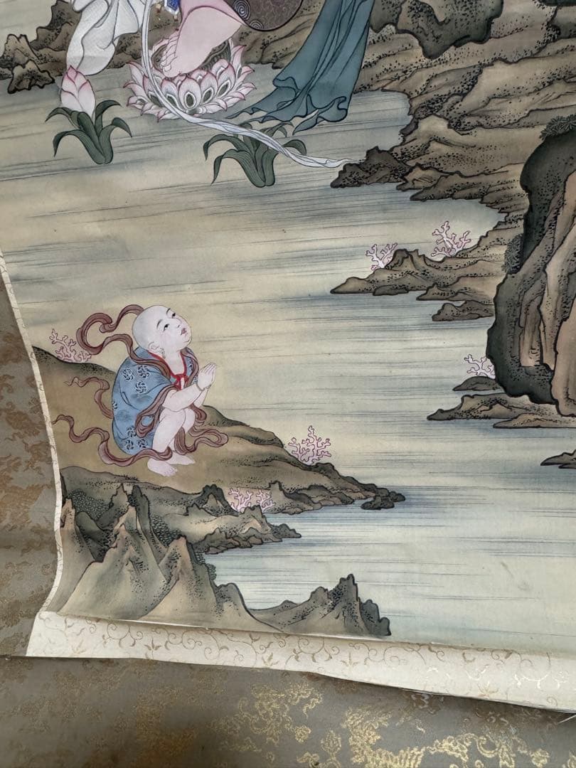 華山銘 絹本 仏画 観音 日本画 古画 - メルカリ 華山銘 絹本 仏画 観音