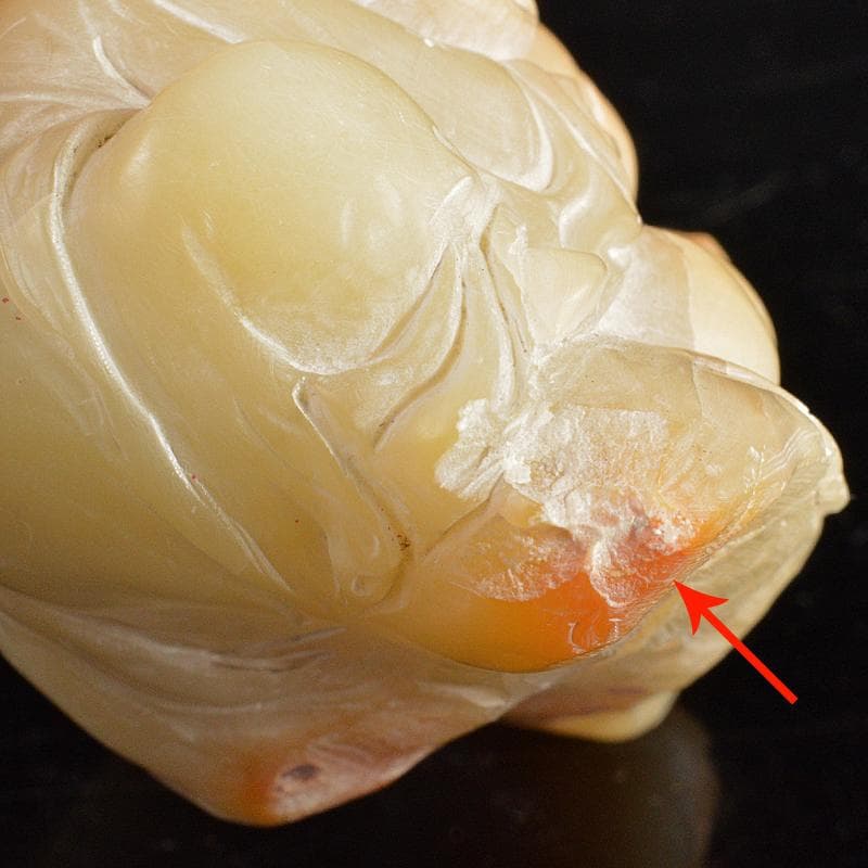 中国 玉石寿山石彫刻 唐子桃刻 置物 V R5646