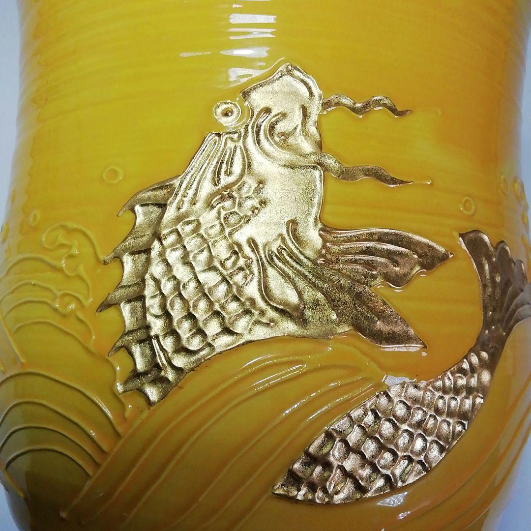 S570 水指 『黄交趾 荒磯』『叶松谷造』 共箱 茶道具