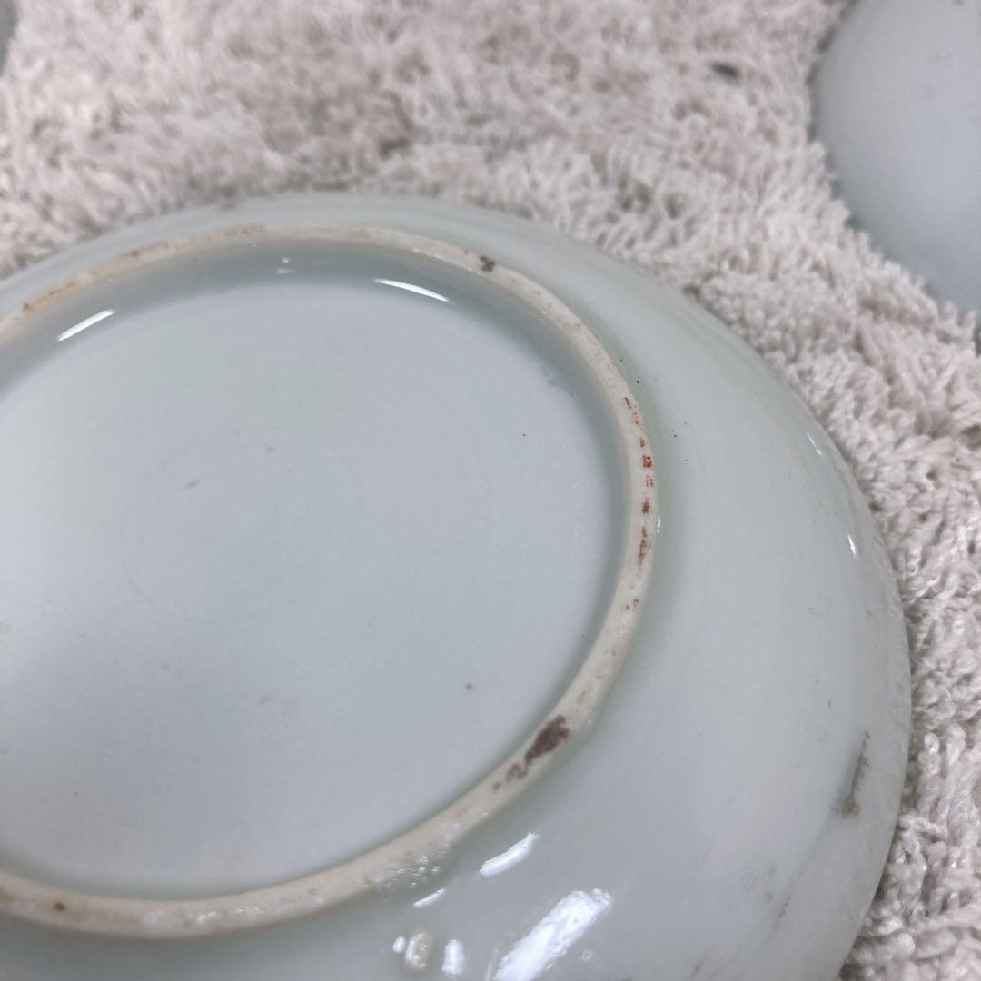 5枚組　冨貴長春 古伊万里 金彩赤絵鶴唐花皿　小皿 11cm 絵皿