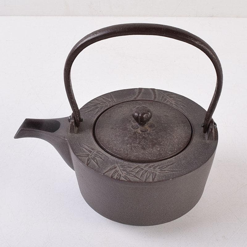 茶道具　人間国宝　釜師　高橋敬典作　竹文　銚子　陶器蓋付　共布共箱　MR9017