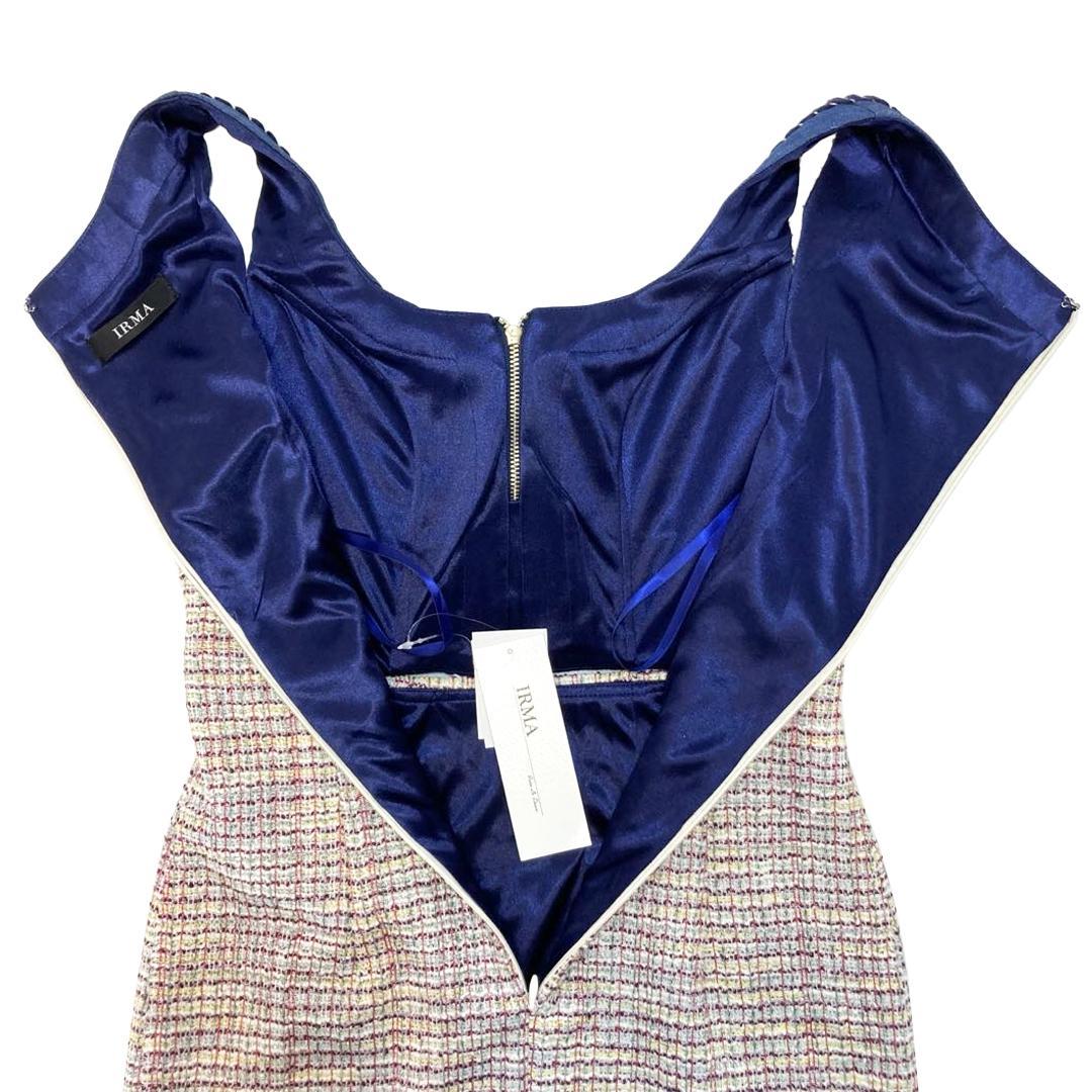 IRMA イルマ ジップデザイン ノースリーブ ツイードタイトミニドレス