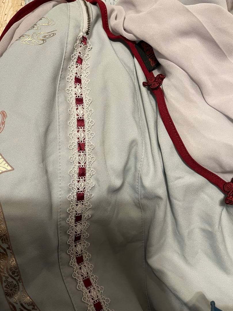 香*様 新品〜春うらら〜　チャイナスカート 水色(グレー)赤　　オッズオン