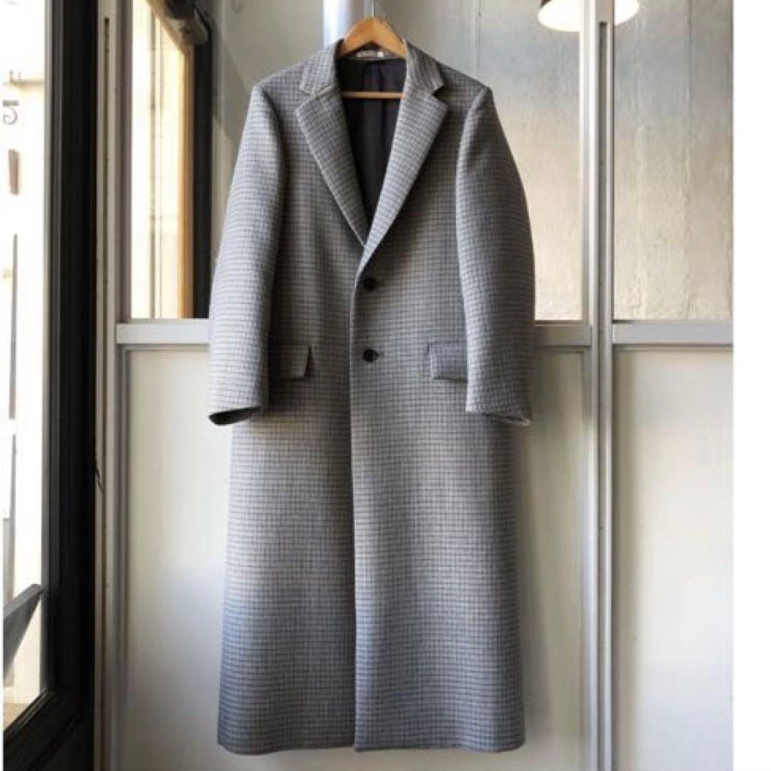 ひろAURALEE オーラリー ダブルフェイス チェック チェスターコート AURALEE 19AW チェック ステンカラー コート オーラリー オーラリー