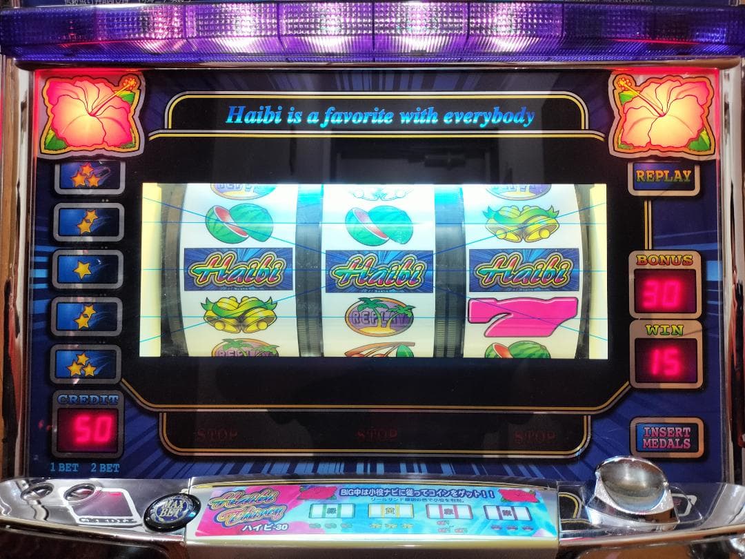 パチスロ実機】パイオニア☆『初代』ハイビ30【コイン不要機付】4号機