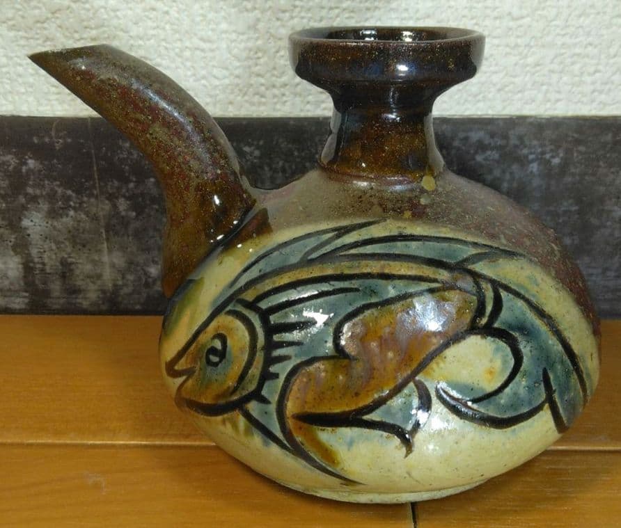 人間国宝 金城次郎 カラカラ(笑魚海老紋カラカラ) 栞 共箱 やちむん 壷屋焼