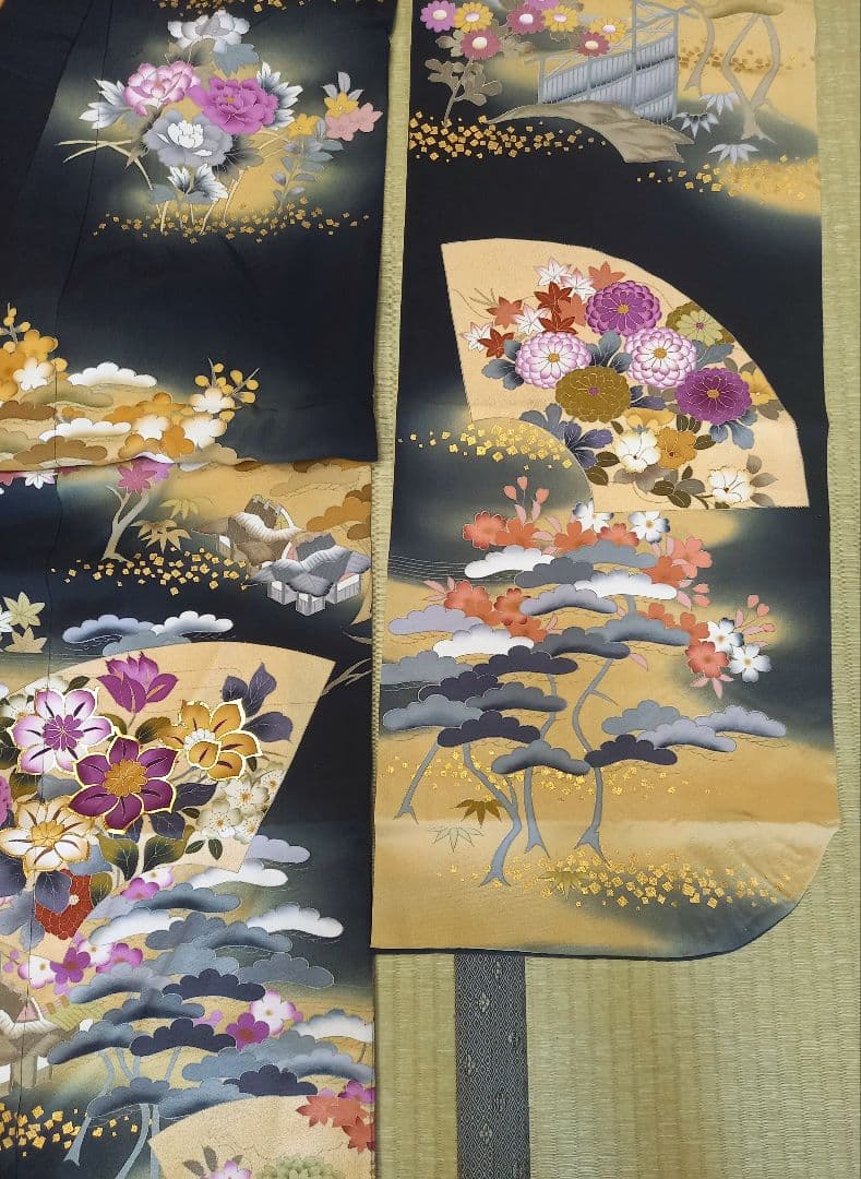 値下げ】黒引き振袖 友禅 秋山章 丸章