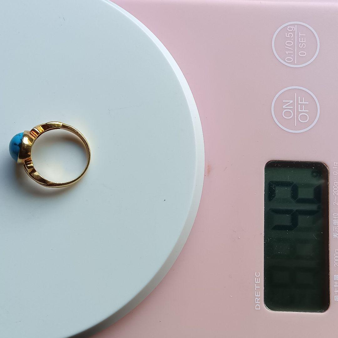 ターコイズトルコ石付リングK１８　 重量合計４.２gの単純計算価格７７,４００円