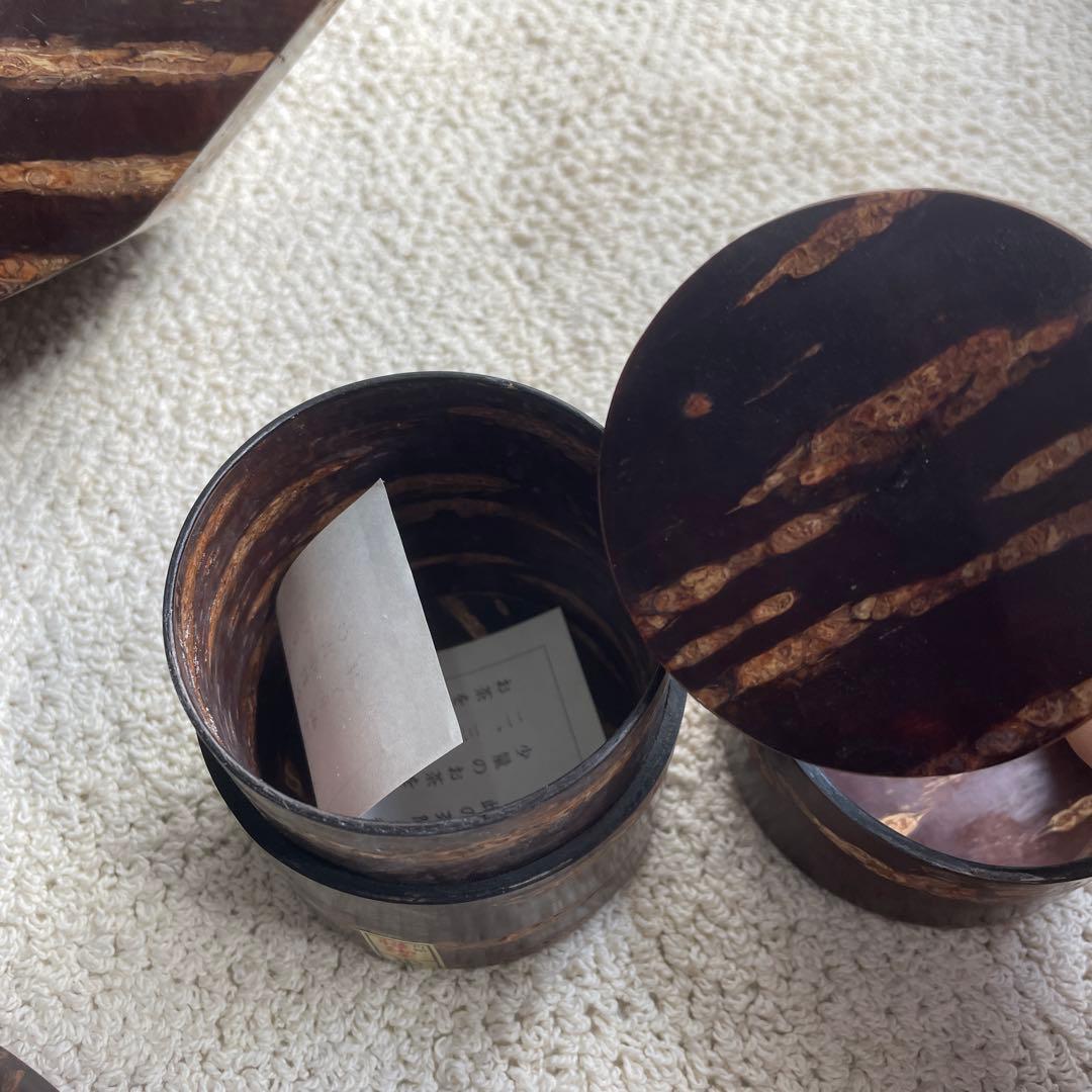 未使用樺細工 桜皮細工 茶道具12点セット十六角茶櫃 伝統工芸品 秋田