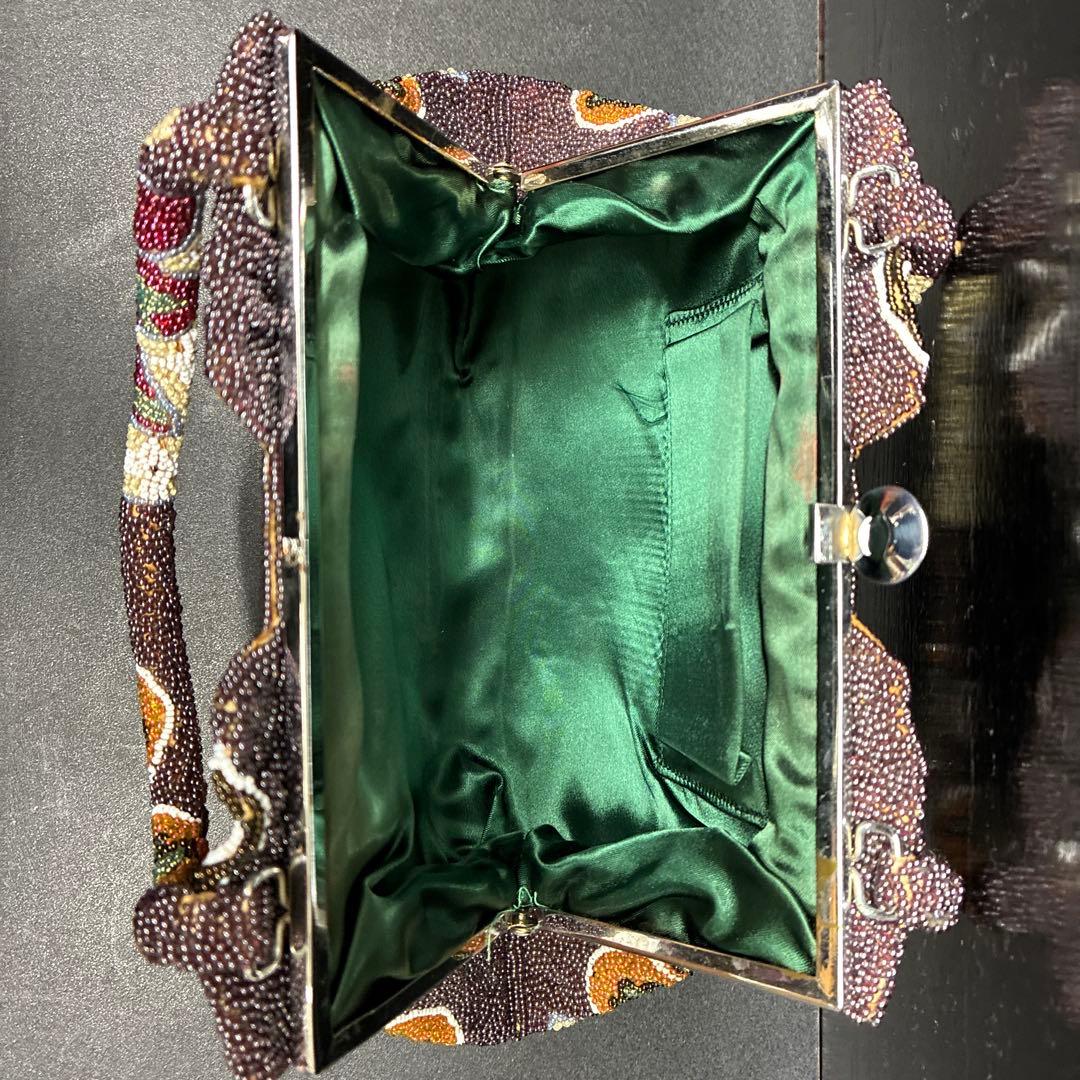 ビーズ刺繍 花柄 和装用バッグ　昭和レトロ