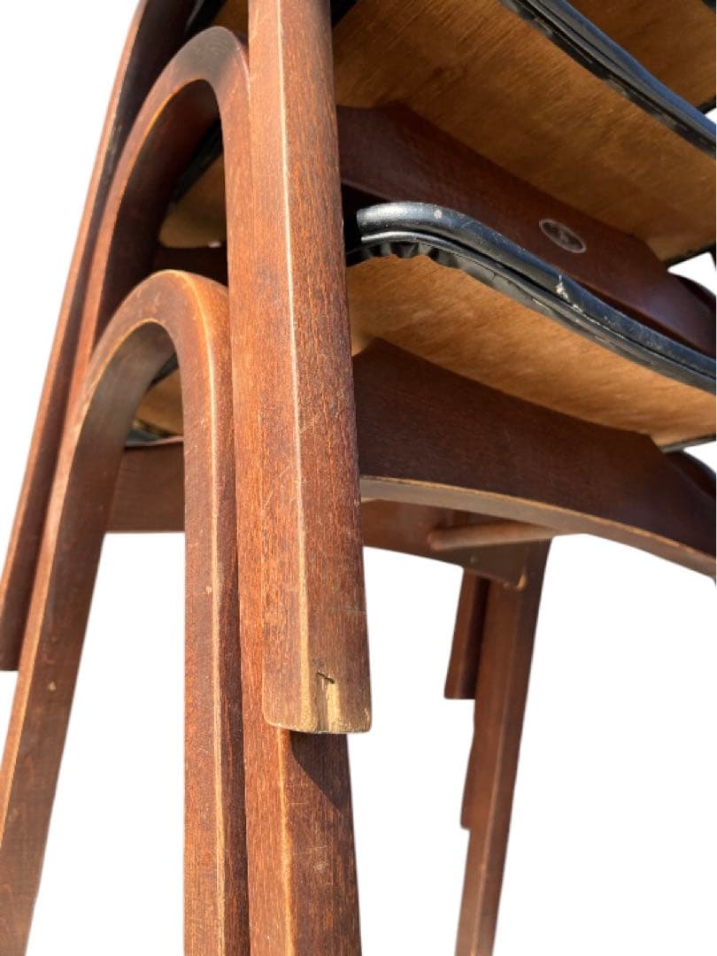 秋田木工 スツール 黒 3脚　ビンテージ　希少