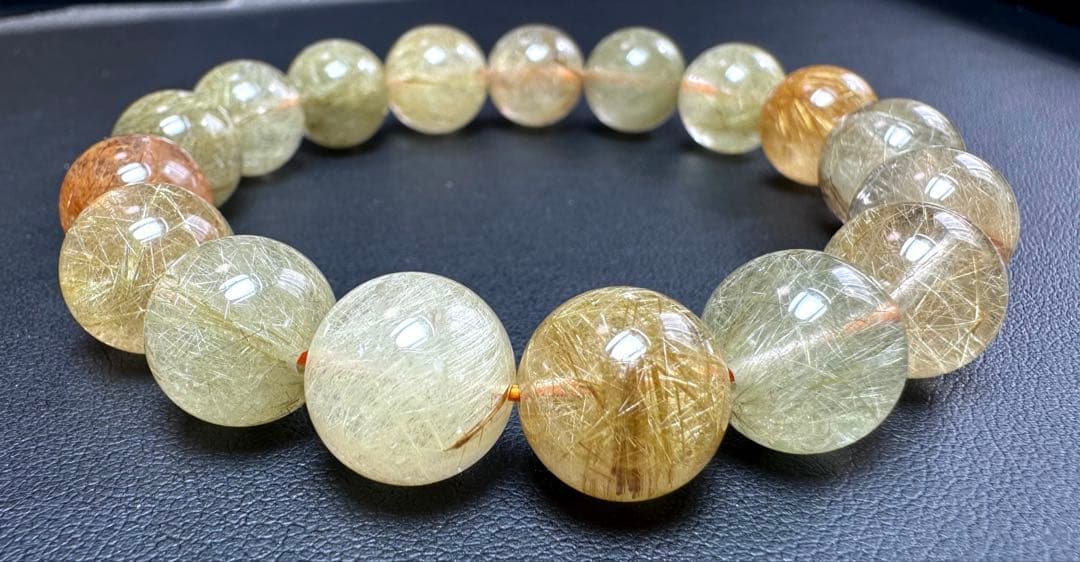 ✨ 大玉 針いっぱい ミックスルチルクォーツ ブレスレット 12mm 天然石