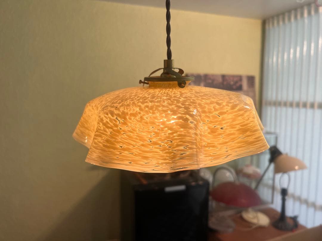 乳白 レモンイエロー 吹雪 電傘 電笠 シェードランプ 氷コップ