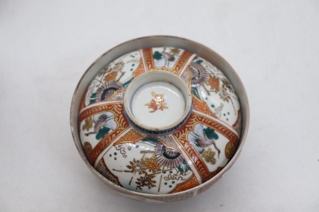 江戸　伊万里錦絵　蓋茶碗5点① アンティーク　送料込み251112