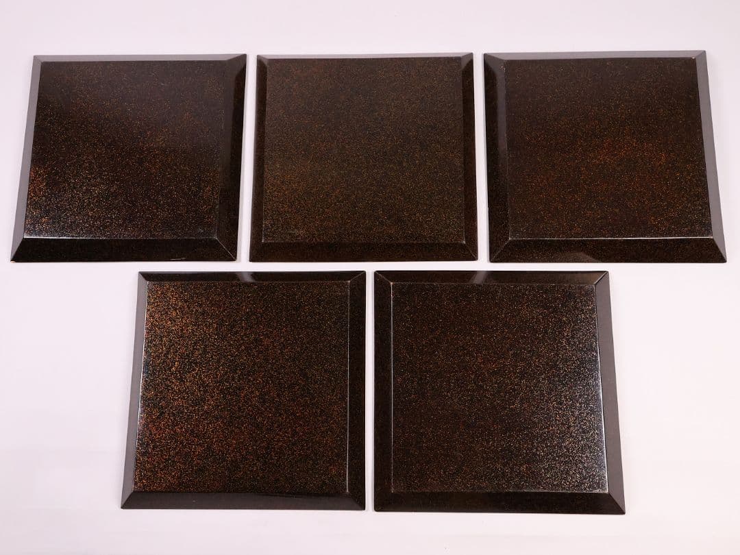 MB45 時代 梨地吸物膳 十客 月と草花蒔絵 秋草 四方膳 卓上 折敷