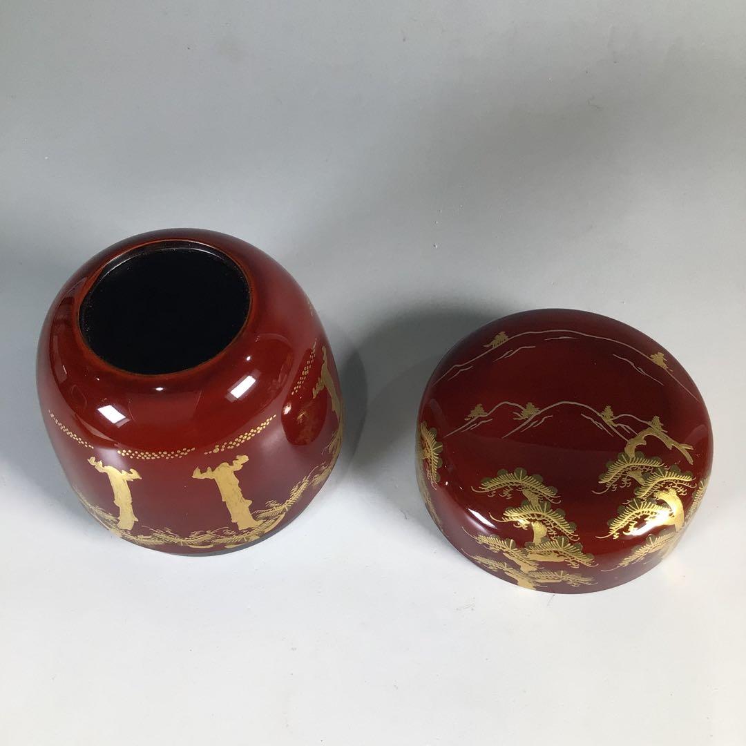 N519 棗 『塗師 哲山作』『溜塗』『遠山蒔絵』『中棗』 共箱 茶道具