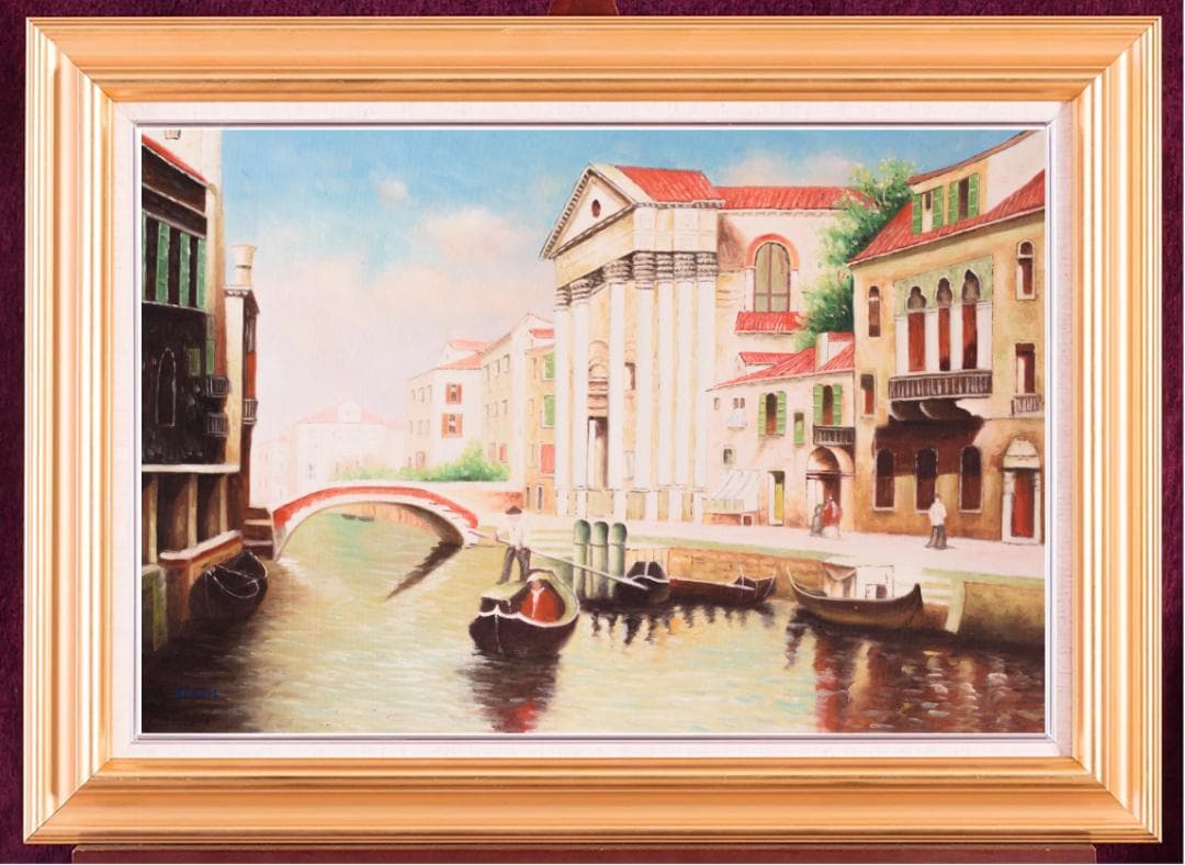 未使用高級ゴールド額付☆手書き油絵☆外寸約880×660mm