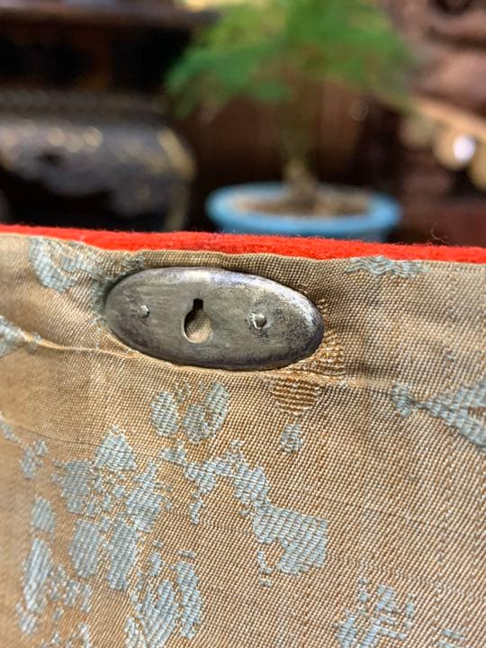 開運 赤財布 銀細工 ビンテージ 江戸時代の財布？ たばこ入れ？ 布製