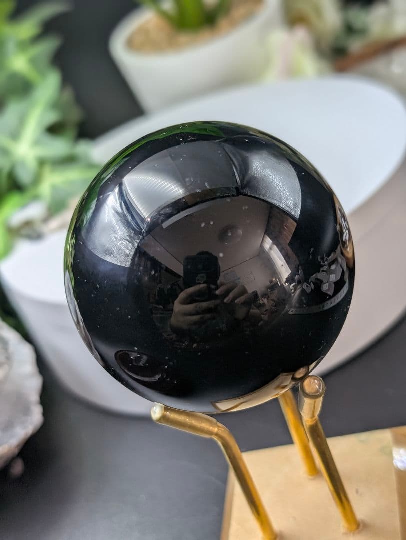 3点　288g大玉 黑曜石 59.4mm 丸玉　KS2