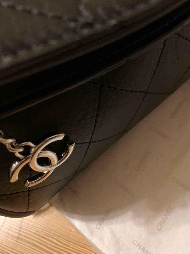 CHANELロゴ シャネルマーク ブラック ショルダーバッグ マトラッセ