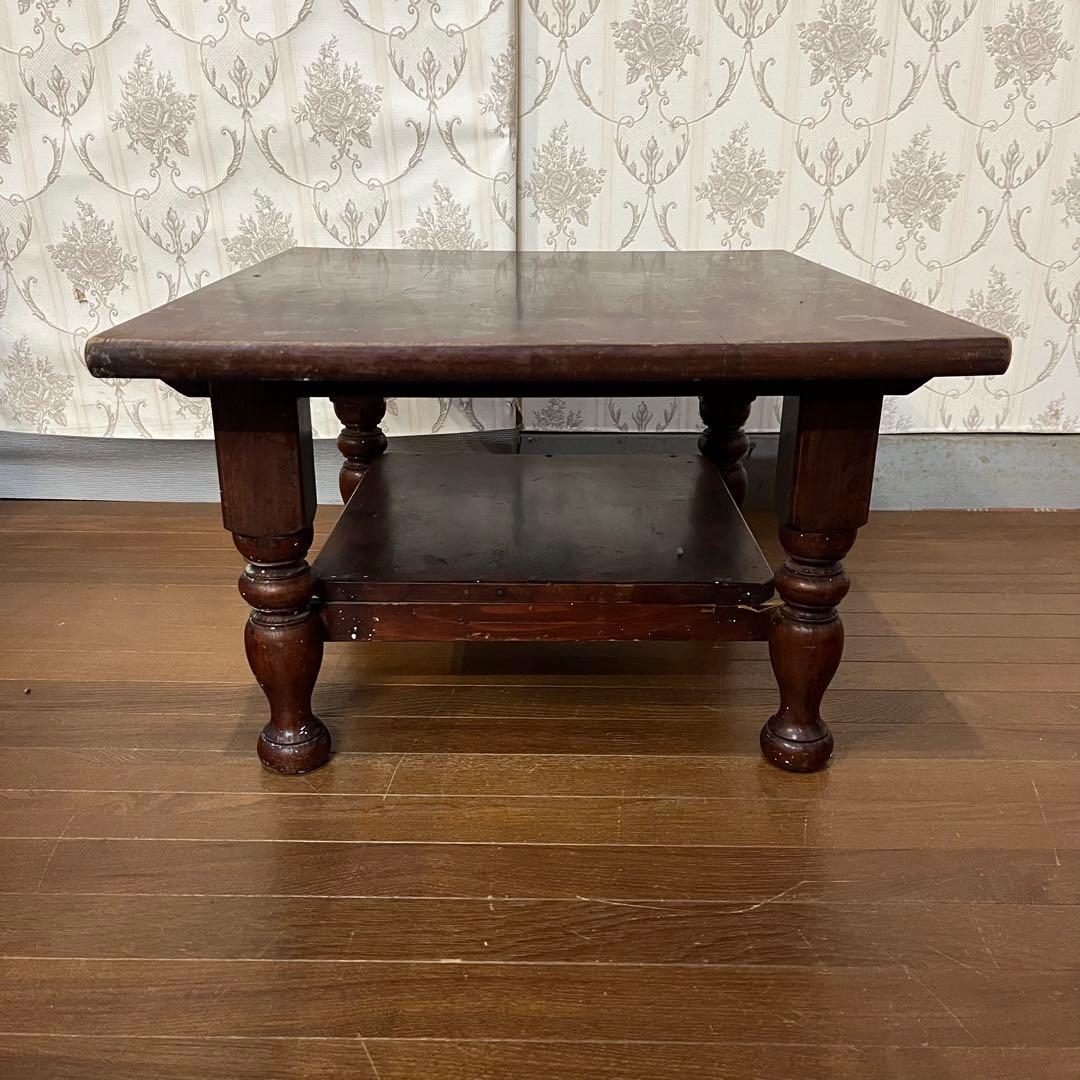 アンティーク】昭和レトロ 木製 ろくろ脚 ローテーブル 文机 座卓