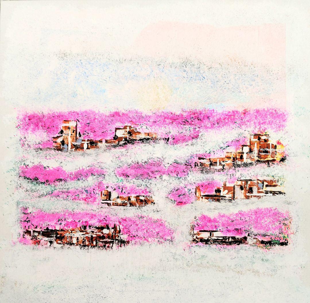 はるがすみの桜の城」手描きアクリル原画 キャンバスアート - メルカリ