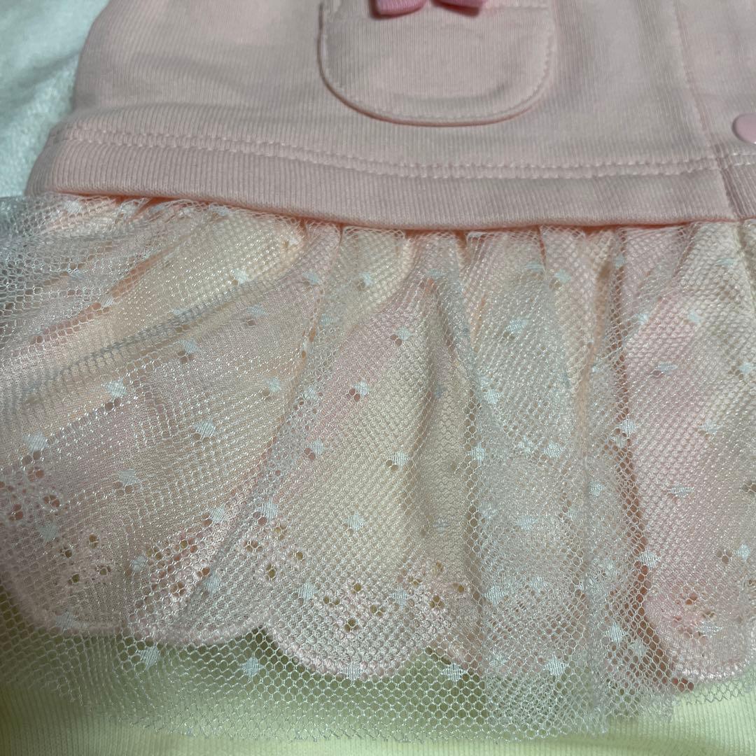 新品タグ付♡ミキハウス♡うさこレースフリルの可愛い〜カバーオール♡80