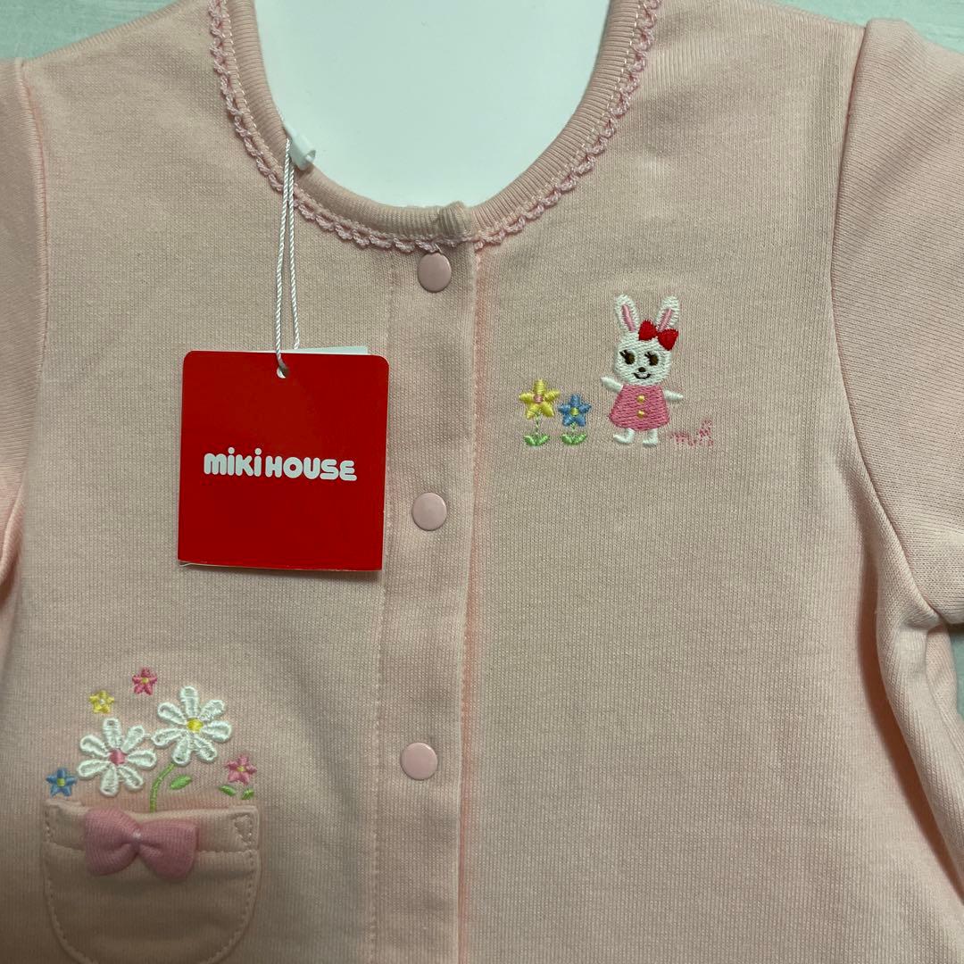 新品タグ付♡ミキハウス♡うさこレースフリルの可愛い〜カバーオール♡80