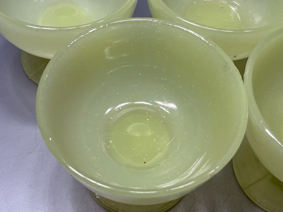 大正〜昭和初期 ウランガラス 氷コップ 5個 イエロー