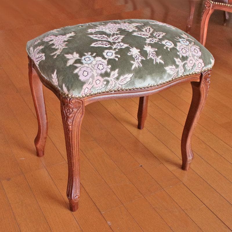 クラシック 金華山スツール グリーン オットマン 猫脚 602-450