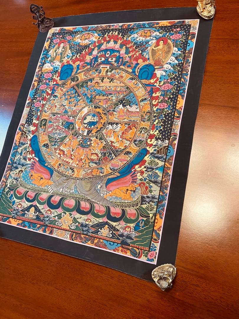 チベット密教 仏教 密教 新品 手描き　肉筆画 タンカ 曼荼羅 六道輪廻図 D1