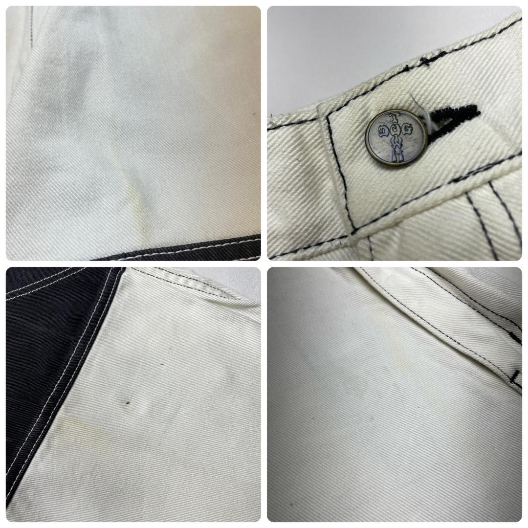 ドッグタウンバギーデニム白黒極太w31刺繍b系ストリートブラック