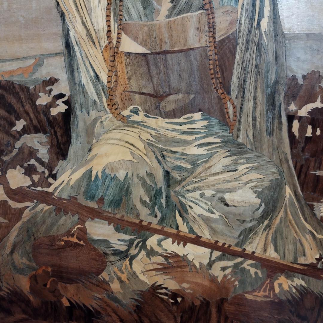 木象嵌 木製絵画 ビンテージ 54年