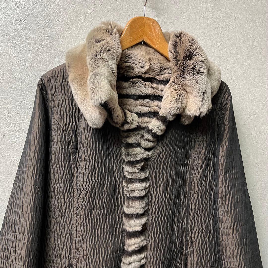 インポートロッサ】Rossa 黒 ファーコート、リバーシブル