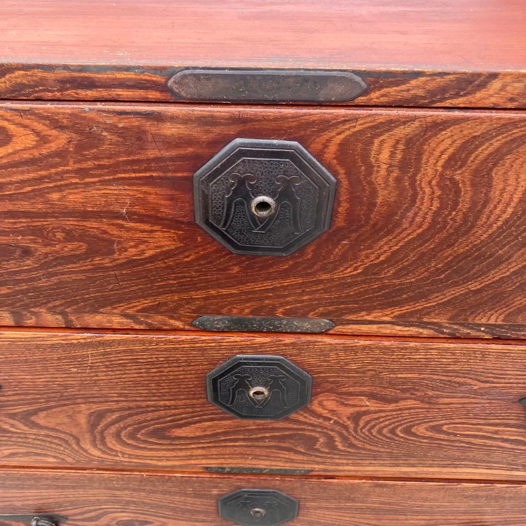 ② 昭和レトロ 古家具 大型 仙台箪笥 4段 引き出し時代箪笥 古家具