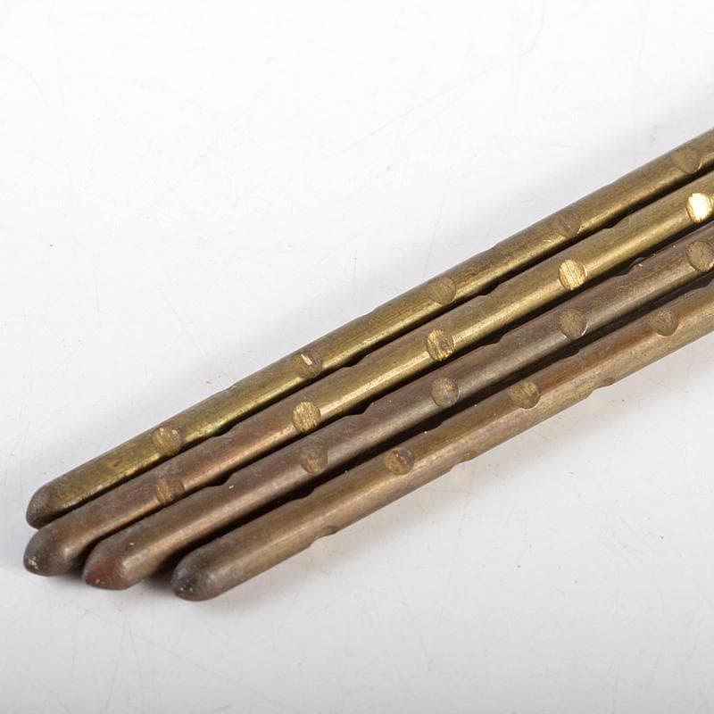 茶道具　黄銅　松笠頭　火箸　2組　時代箱付　C　6069