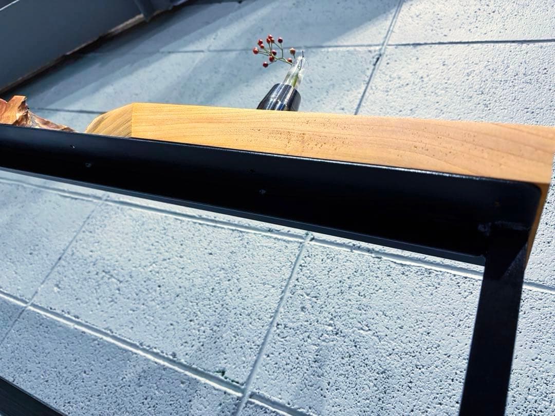 欅材アイアンシェルフ　観葉植物置き台　コーヒーテーブル　ナイトテーブル