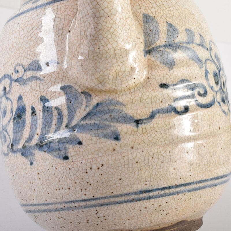 煎茶道具 益子焼 染付花文 大きめ急須 茶壷 時代箱 C R8055C