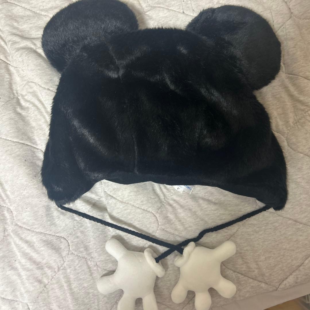 ミッキーマウス フリース帽子 耳付き - メルカリ