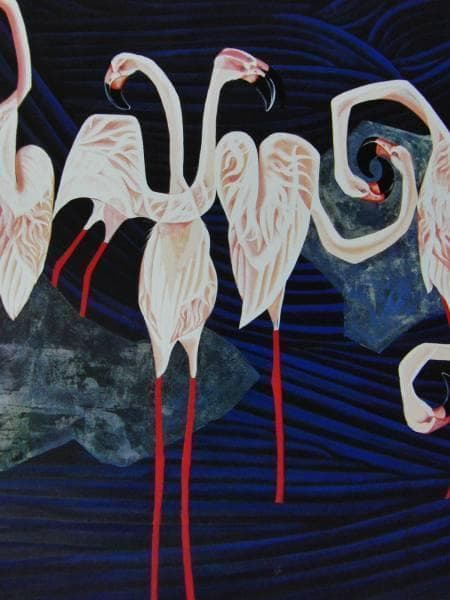 加山又造、紅鶴、希少、新品額・額装付、オーダーマット額装