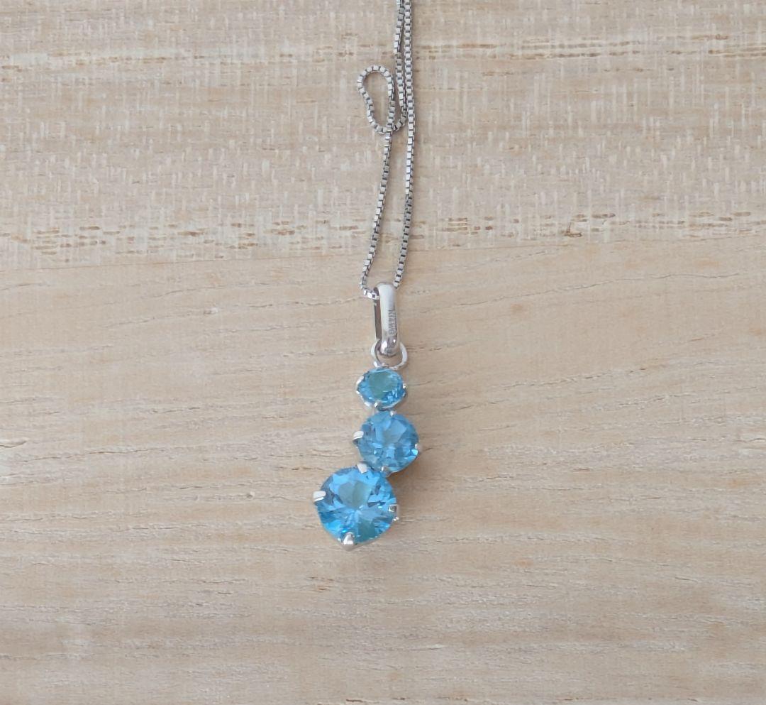 ブルートパーズ K18WGペンダント K14WGピアス セット