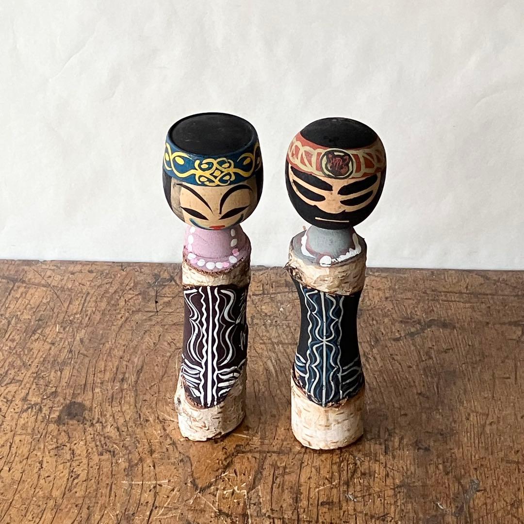 アイヌ こけし ペア 郷土玩具 昭和レトロ ビンテージ 木製 木彫り 工芸