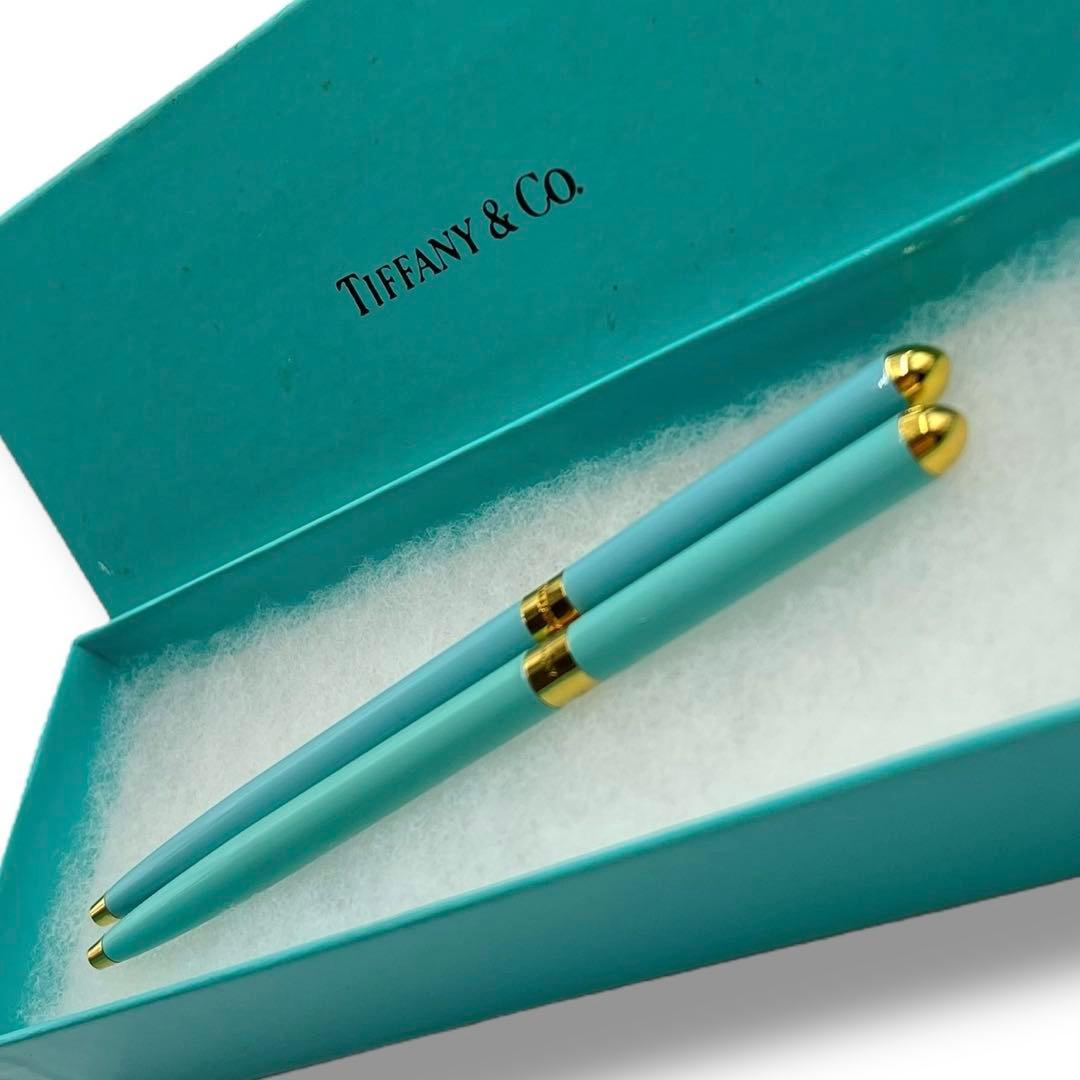 美品 ティファニー ボールペン セット 2本 ビンテージ シルバー ブルー