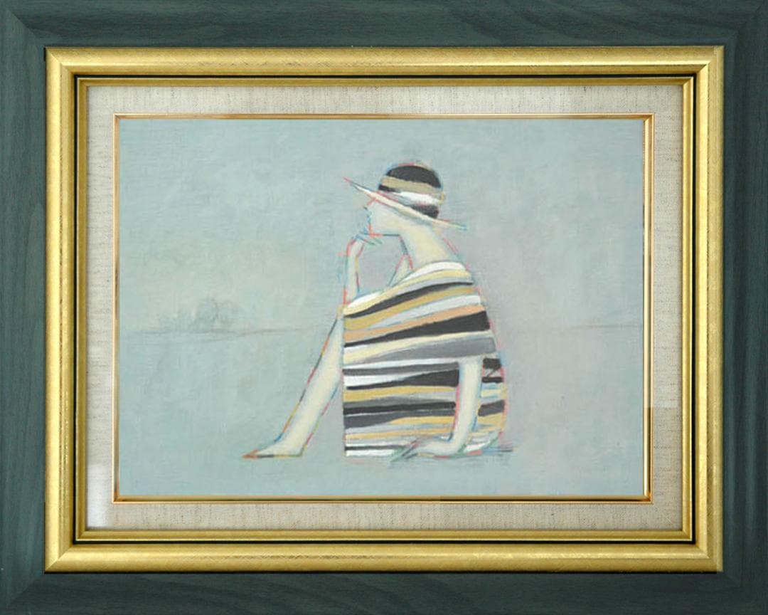 油絵 菅家令子 絵 絵画 インテリア 額付(銀) F4-071712 人物 女性