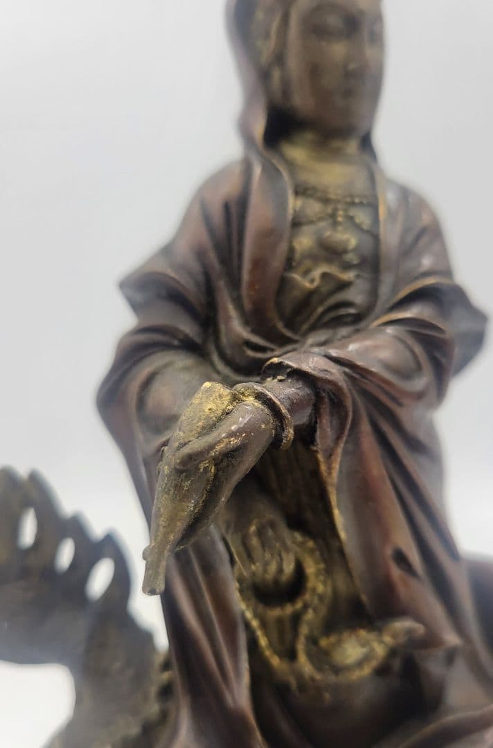 銅製　龍頭観音　仏像　観音像　金属工芸